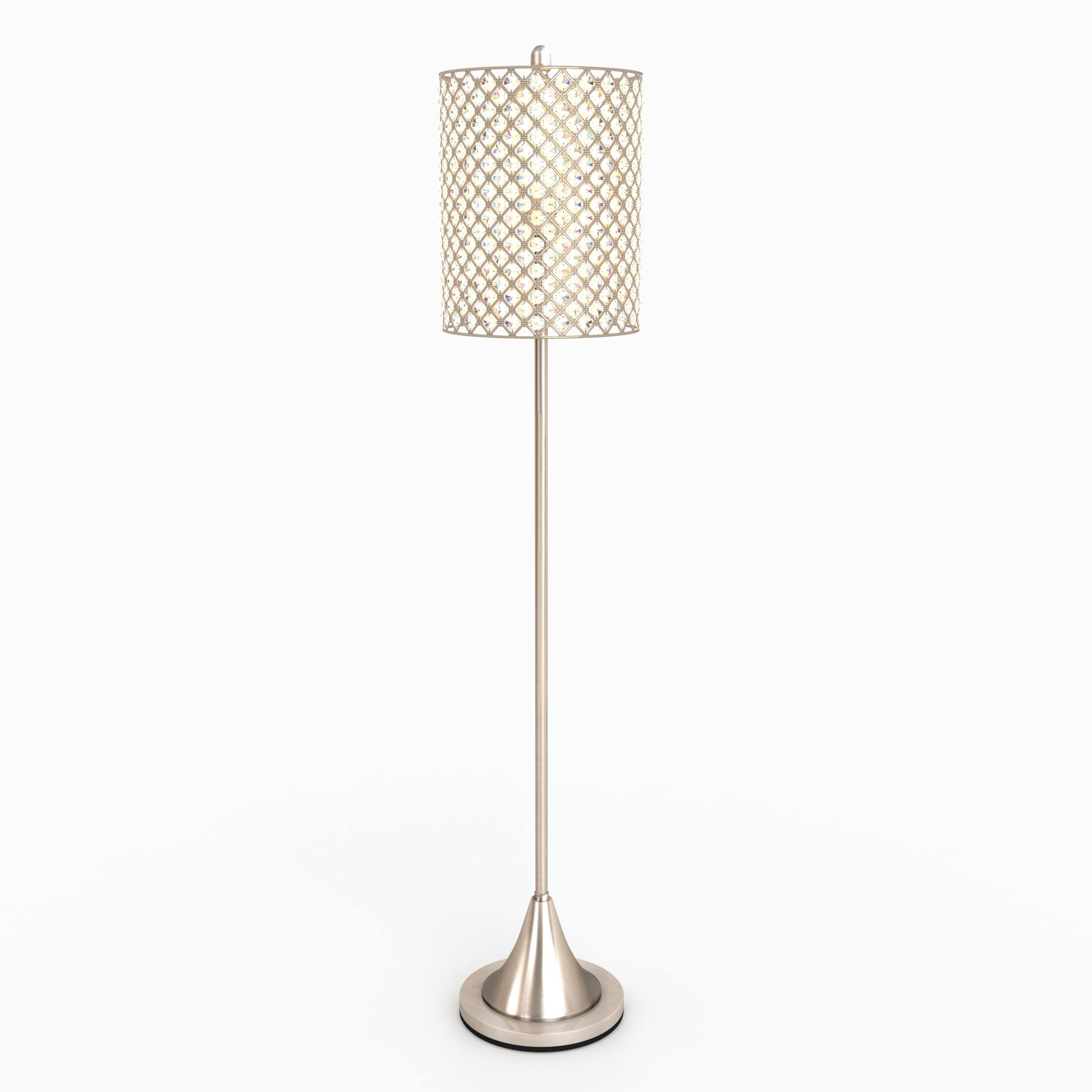 Lux Lighting 62" Crystal Silver Bling Floor Lamp Modern Brillance 3